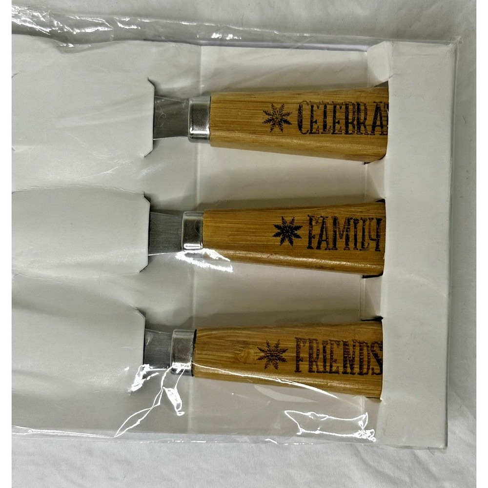Pampered‎ Chef Bamboo Spreader Set Engraved Celebrate Family Friends  #1156 3 pc